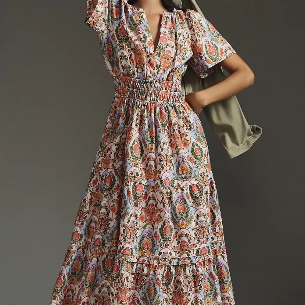 Anthropologie somerset dress in yellow motif